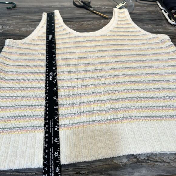 Loft Womens Knit Top Large Striped Sleeveless Stretch Colorful Comfort Soft - Picture 7 of 8
